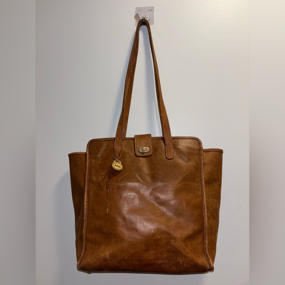 Stunning Leather Heavy Duty Vintage Tote by Atlas - Picture 2 of 10